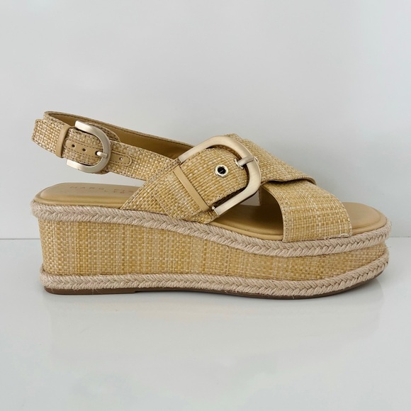 MARC FISHER Renda Slingback Espadrille Platform Wedge Sandal in Natural NEW - Picture 1 of 13
